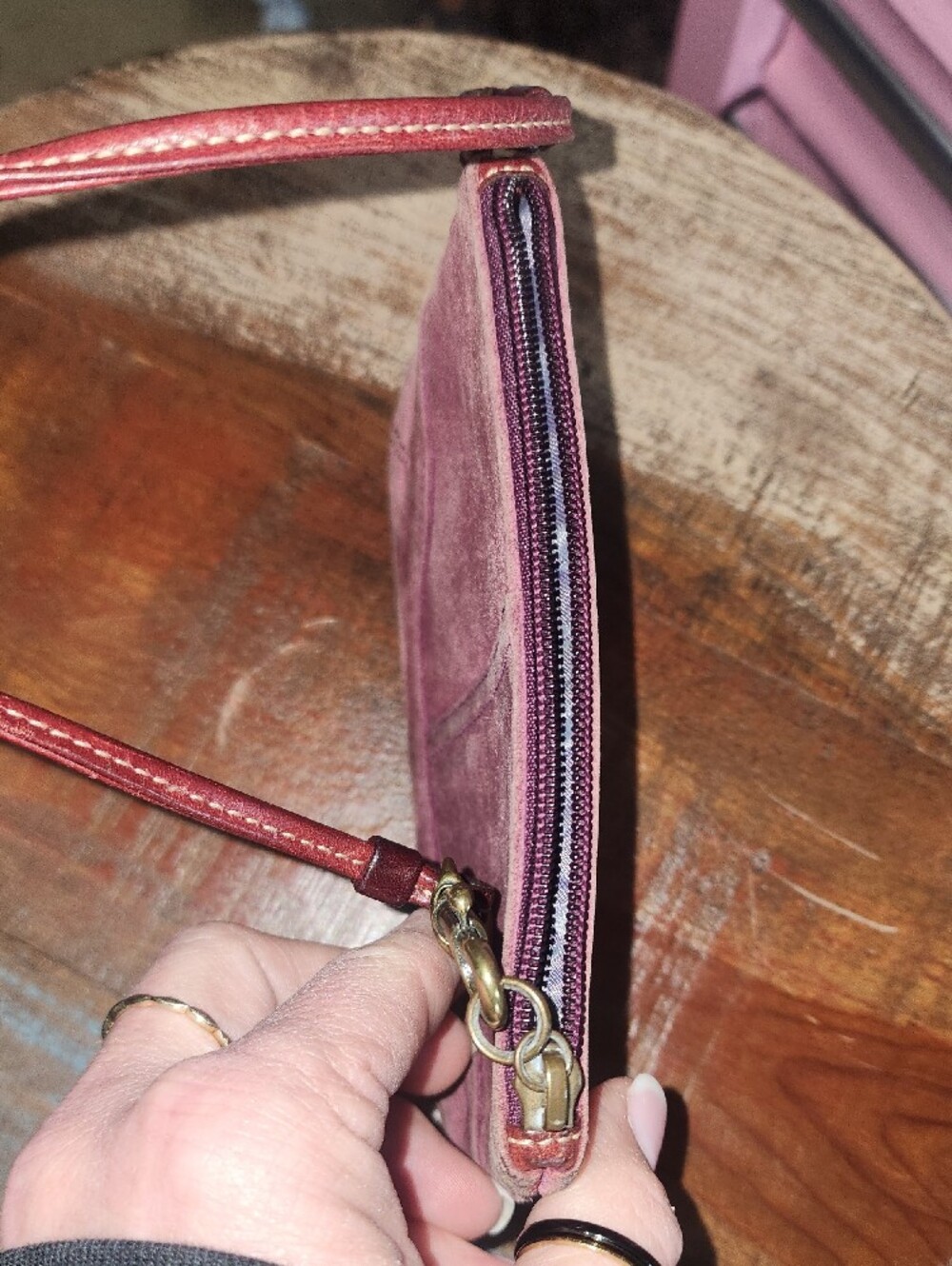 Coach Suede Wristlet Clutch Dusty Rose Vintage Pouch - Picture 10 of 13
